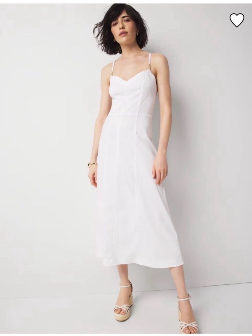 White House Black Market White Sweetheart Midi Slip Dress